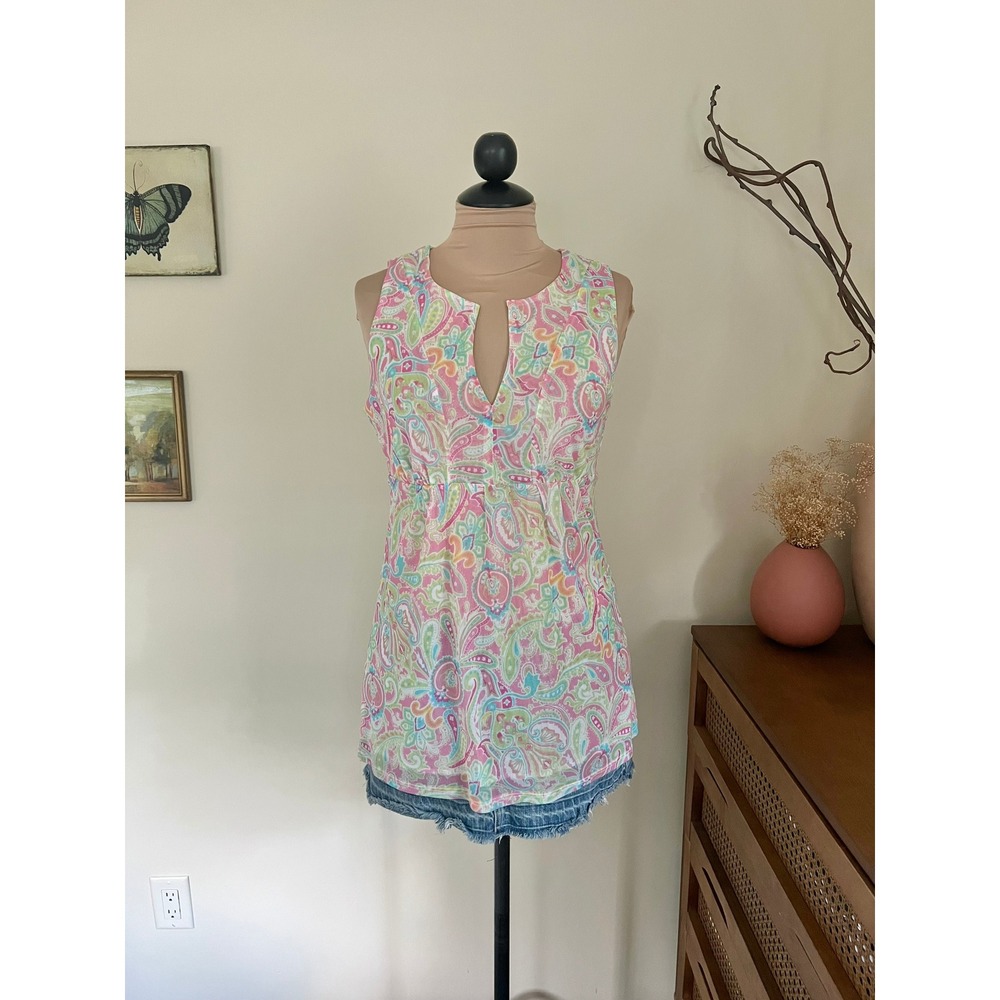 Vintage Y2K New York & Company Mesh Paisley Blouse